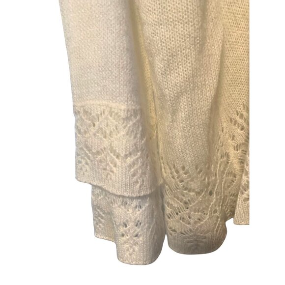 Cato Womens Size Large Cardigan Sweater open Front White Double Flutter Sleeve L - Picture 3 of 4
